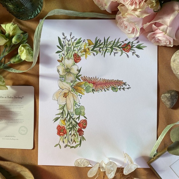 Hattie Darling - 8x10” Monogram Art Print - F - Picture 1 of 1